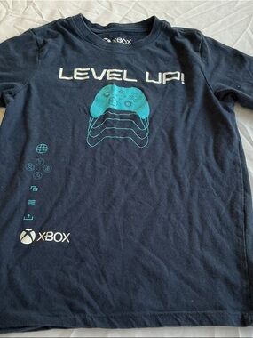 Xbox Kids' Navy Blue 'Level Up' Short Sleeve Tee with Teal Controller Graphic